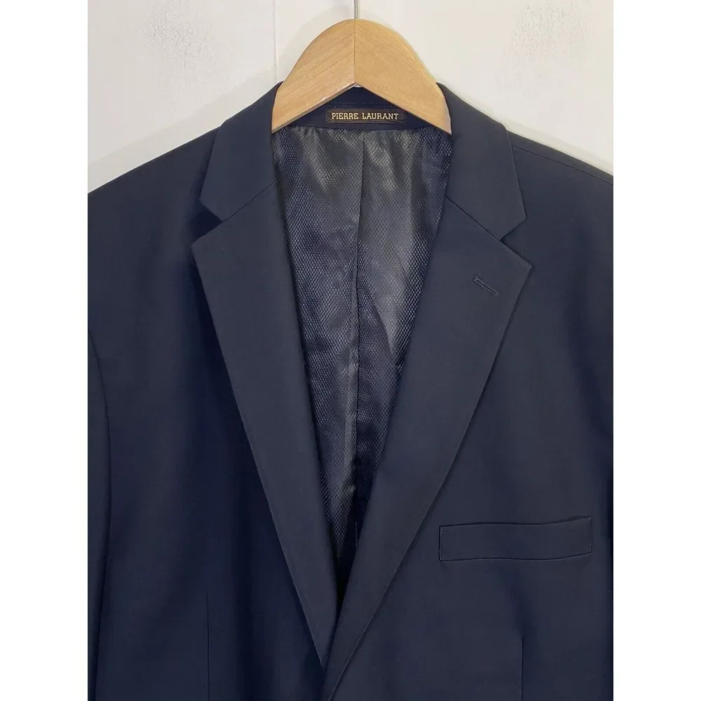 Pierre Laurant Blazer Men's 44L Navy Blue Suit Jacket Edward 2B‎ Highteck Fabric